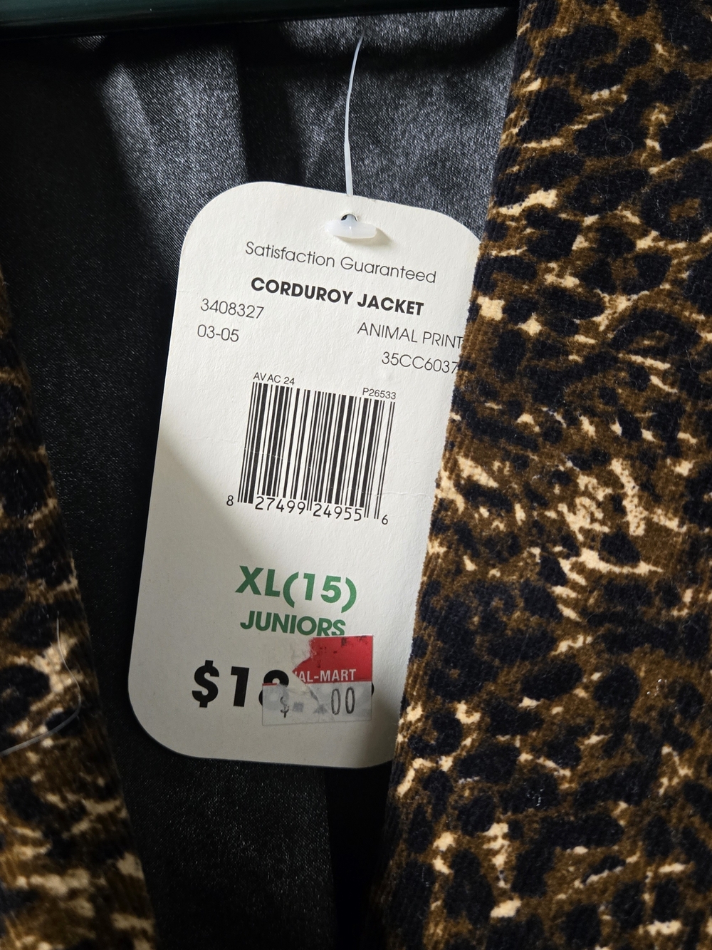 NWT Vintage Y2K No Boundaries Leopard Print Corduroy Blazer Jacket Juniors XL 15 - Picture 5 of 7